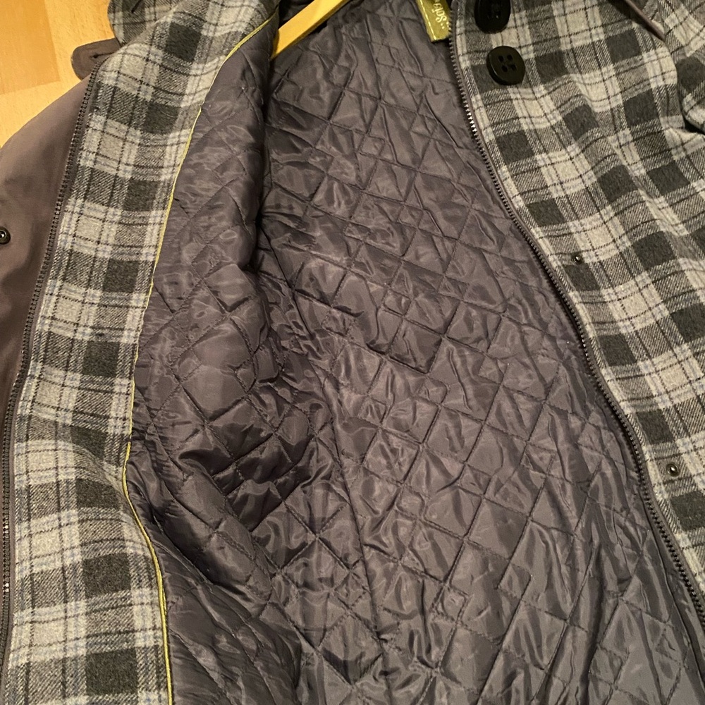 Soia & Kyo Plaid Winter Coat with Fur Trim - Picture 7 of 8